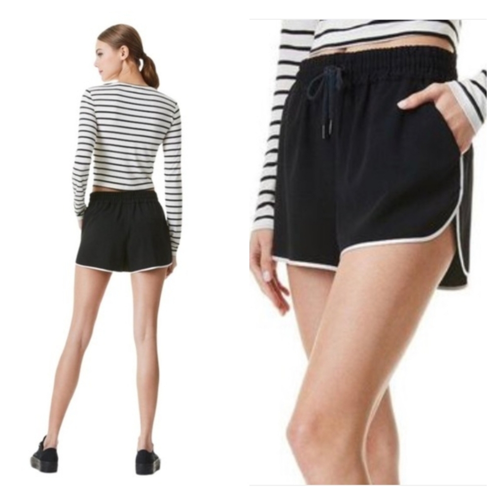 Alice + Olivia $295 Kir Running Shorts Black/Off White Women's Medium Athletic